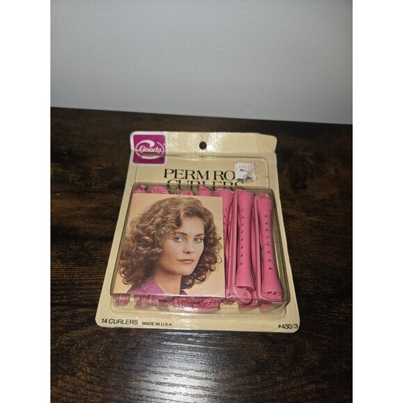 Vintage Goody 8 Large Perm Rod Curlers New In Box #430 / 4 Pink Snap Lock Clasp - Picture 3 of 5